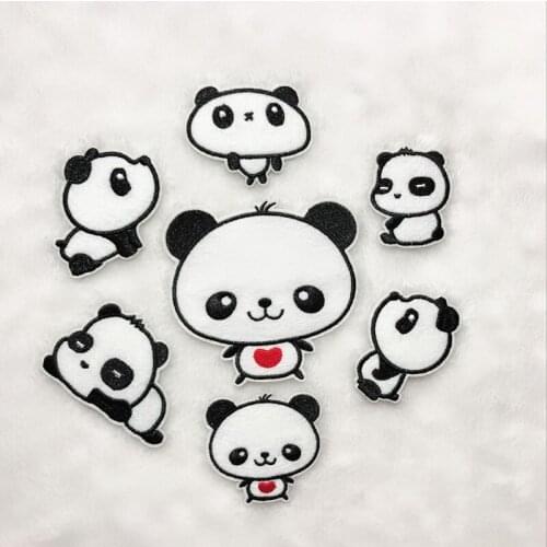 50pcs/lot Embroidery Patches Clothing Decoration Accessories Cute Animals Panda Diy Iron Heat Transfer Applique