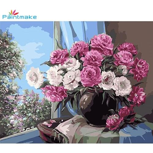 Paintmake Flowers Frameless Painting By Numbers DIY Digital Canvas Oil Hand Painted Art Gifts For Home Decor GX9406 40*50cm