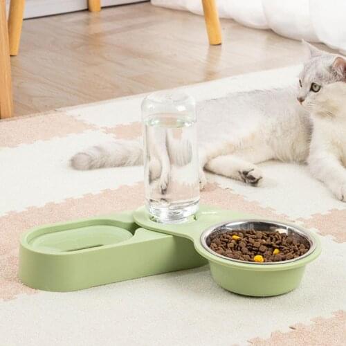 Pet Kitten Purple Stainless Steel Folding Rotating Durable Double Bowl Cat Puppy Stainless Steel Food Feeder Snack Biscuit Bowl