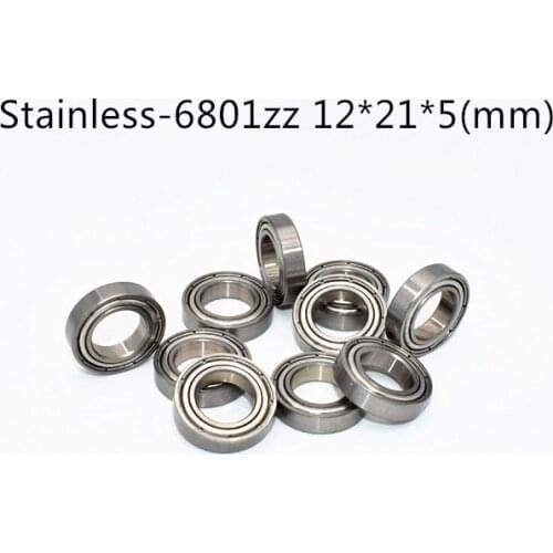 S6801ZZ Bearing 12*21*5 mm ( 10PCS ) ABEC-5 Stainless Steel Ball Bearings metal sealed S6801Z S6801 Z ZZ