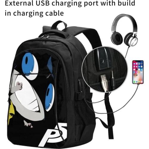 Morgana Persona 5 USB Interface backpack Cartoon Anime School Bags Boys Rucksack Girls Knapsack Men Women Travel Bag
