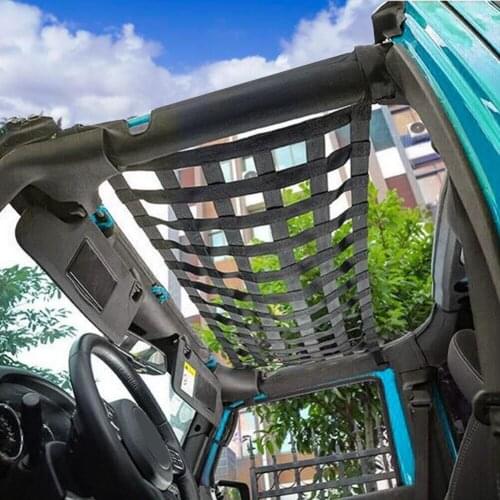 Auto Car Roof Storage Net Multifunction Modification Mesh Stowing Tidying Travel Accessories For Jeep Wranlger TJ JK JL1997-2019