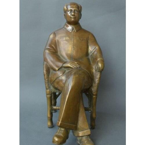 China FengShui old bronze carve Mao Zedong Chairman Mao seat tablet chair Statue