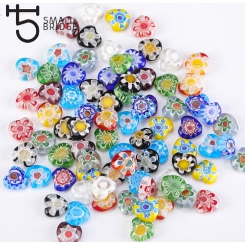 10mm Mix Color Love Heart Glass Beads For Bracelet Making Diy Craft Perles Handmade Flower Lampwork Beads Wholesale Q502