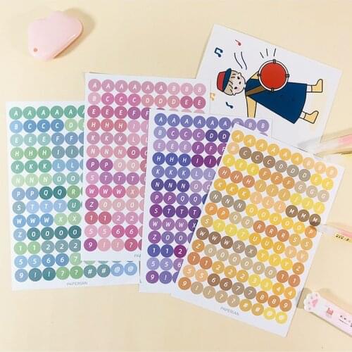 4 Sheets Colorful Numbers Letter Alphabet Sticker Cute Stickers DIY Planner Notebook Journal Decorations Stationery