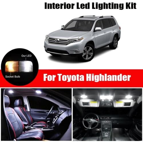 Canbus LED Interior Map Dome Light License Plate Lamp Kit For Toyota Highlander Kluger 2001-2020 Vehicle Car Bulbs Accessories