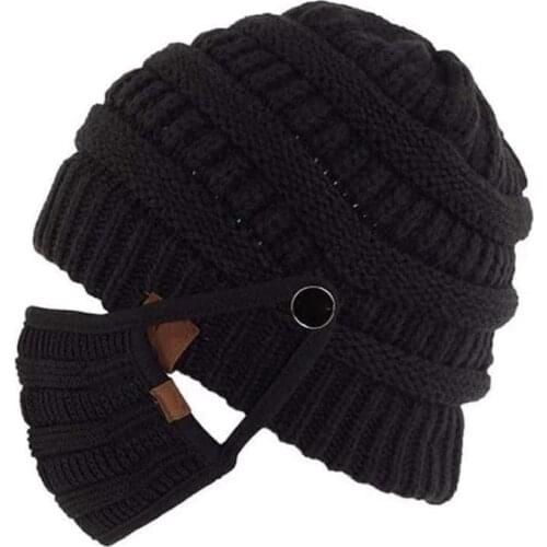 Warm Knit Beanie And Face Cover Set Comfortable Detachable Face Covering Knitted Warm Hat for Women Men