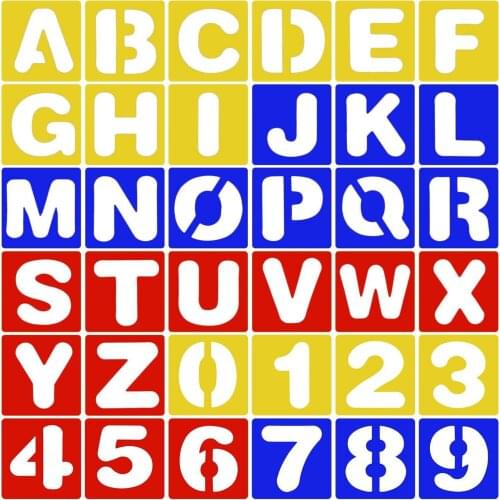 26pcs Letters Alphabet Stencil+10pcs Number Plastic Stencils Template Set for Painting Drawing Learning DIY Craft Scrapbooking