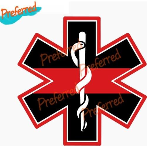 High Quality Reflective Car Sticker EMT Cross Red Line Hard Hat Personality The Tail of The Car Decal