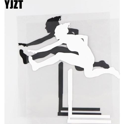 YJZT 16.9×18.4CM Vinyl Car Exterior Decorative Pattern Hurdle Race Personalized Car Sticker Black/Silver 20A-0102
