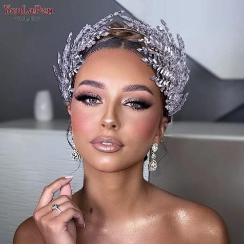 YouLaPan HP383 Vintage Crystal Bridal Hair Accessory Wedding Rhinestone Tiara Crown Head Hoop Silver Headband Wedding Banquet