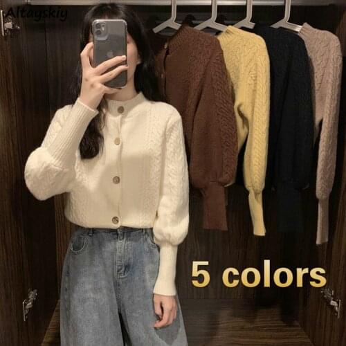 Cardigan Women Crop Spring Knitted Long Sleeve Korean Style High Street Slim Female Ulzzang BF Outerwear Fashion Cozy Round Neck