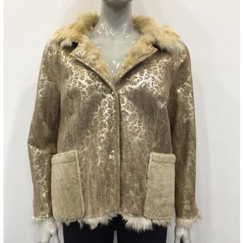 Womens Real Fur Sheepskin Gold Winter Coats New Fashion Elegant Outerwear Natural Sheep Shearing Thick Double Sided Oversize