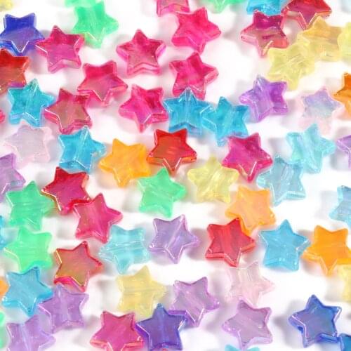 100/200/300pcs 11mm Acrylic Spacer Beads Five-pointed Star Rainbow Color Beads For Jewelry Making DIY Bracelet necklace