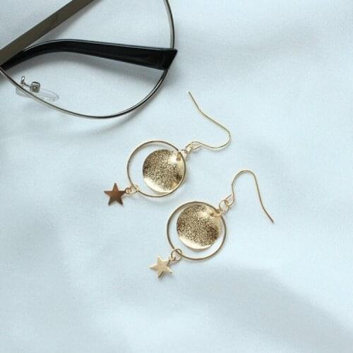 2018 New Fashion Earrings Long Earrings Simple Personality Girl Heart Flash Five-pointed Star Earrings Gift Wholesale