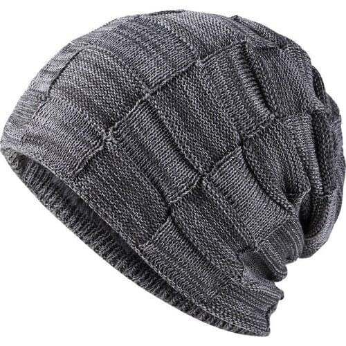 2021 Autumn/winter New Versatile Two-color Square Pullover For Men Knitted Hat Plus Velvet Ear Protection To Keep Warm