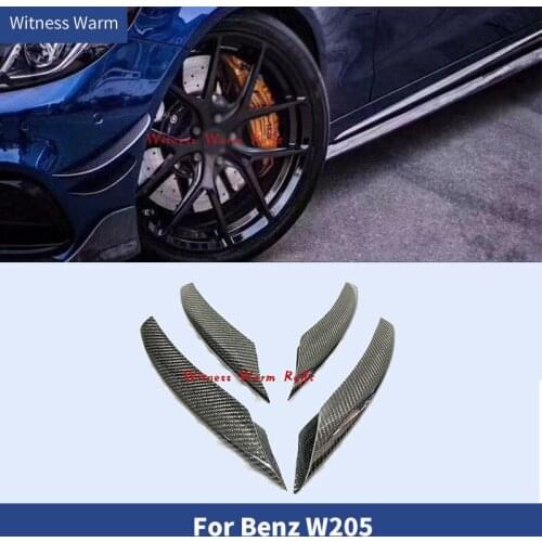 4PCS Carbon Fibre Front Bumper Wing Splitters Side air knife for Mercedes Benz C-Class W205 C63 AMG/Sports Version 2015-2017