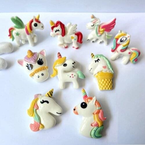 50Pcs/lots Set Unicorn Resin Applique Animal Hair Clip Jewelry Making Accessory Flatback DIY Phones Wedding Hairband Craft Mixed
