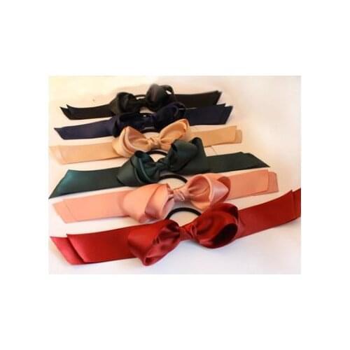 500pcs Women Rubber Bands Tiara Satin Ribbon Hair Bow Elastic Hair Band Rope Scrunchies Ponytail Holder Gum