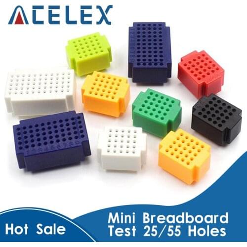 7Pcs/lot 25/55 Tie-point Mini Breadboard Solderless Prototype Test Board Bread Boards 25 Holes 55 Holes Seven Colors For Arduino