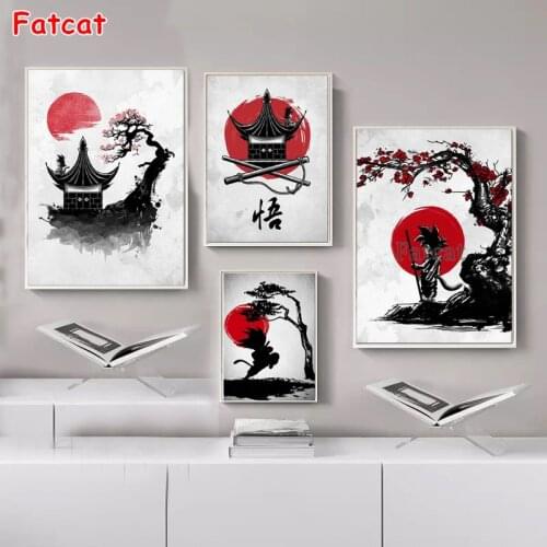 5d Diamond Painting Goku Anime Characters Japan Artwork Black White Wall Art Child Room Decor Diamond Embroidery Monkey PP401