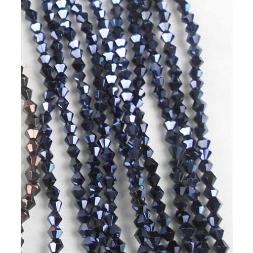 Sale Ink Blue Color 100pcs 4mm Bicone Austria Crystal Beads charm Glass Beads Loose Spacer Bead for DIY Jewelry Making