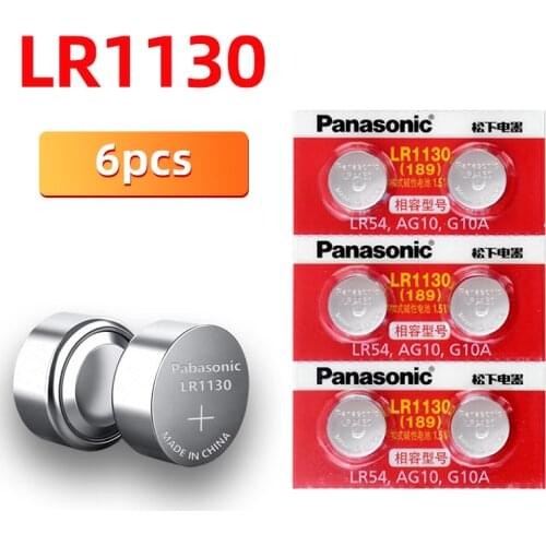 6pcs/lot Panasonic 1.5V AG10 LR1130 Coin Cell Battery Batteries LR 1130 Alkaline AG10 389 LR54 SR54 SR1130W 189 LR1130 Button
