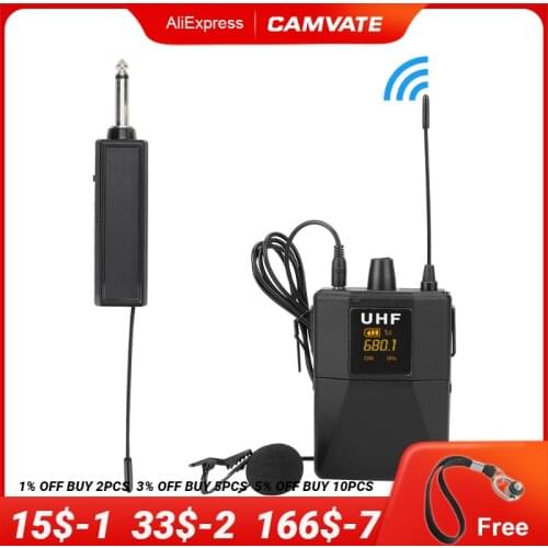 CAMVATE UHF Wireless Microphone System Single Wireless Lapel Lavalier Mic For DSLR Camera Laptop Smartphone Youtube Vlog Podcast