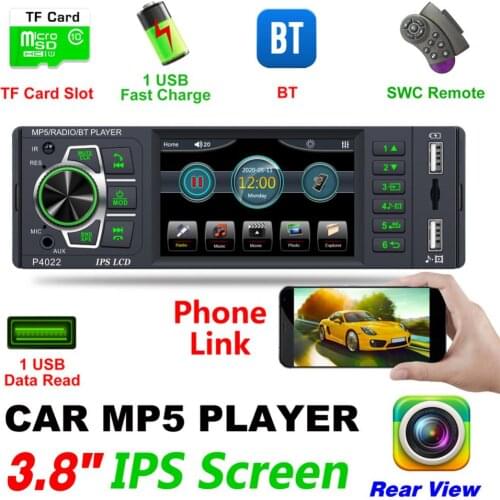 Bluetooth 4020 12V 3.8 Inch IPS Capacitive HD 1080P Stereo MP3 / MP4 Radio FM MP5 Video Player Support AUX Input / Phone Link