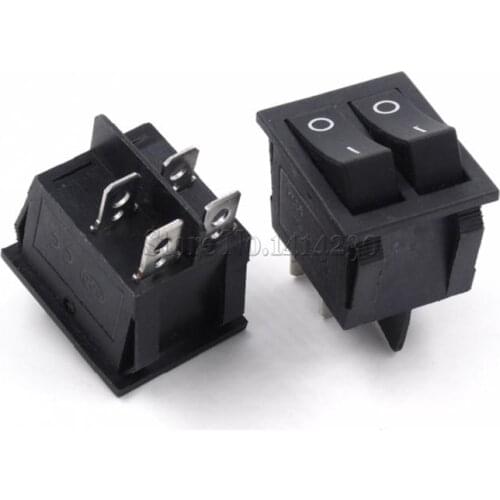 KCD6 25x31mm Black Big Rocker Switches Two-Way Switch 4 Pin 2 Position 15A 250V 20A 125VAC ON-OFF