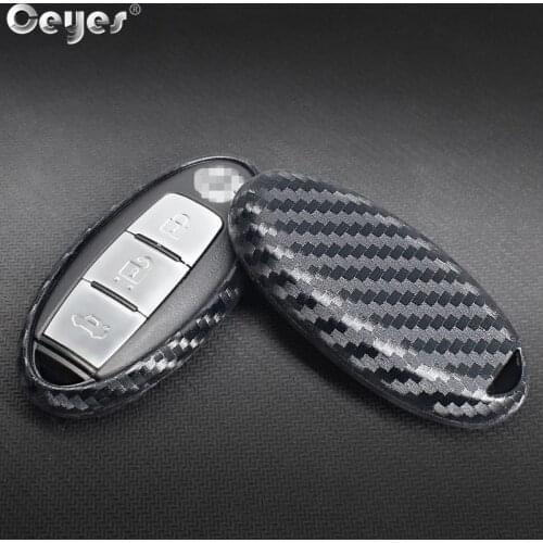 Ceyes Carbon Fiber Remote 3 Key Covers Car Styling Shell Case For Nissan Juke Qashqai Tidda Livida For Infiniti EX35 Accessories