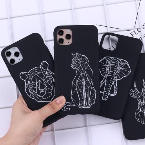 Geometrical Animals Cat Art Cat Phone Cover For iPhone 11 Pro Max X XS XR Max 7 8 7Plus 8Plus 12 SE Soft Silicone Case Fundas