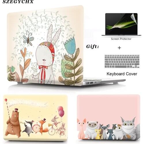 Cute Hard Laptop Shell Case For Macbook Air 13 Pro Retina 11 12 13 15 13.3 inch A1466 A1369 A1932 A2159 Touch Bar keyboard Cover