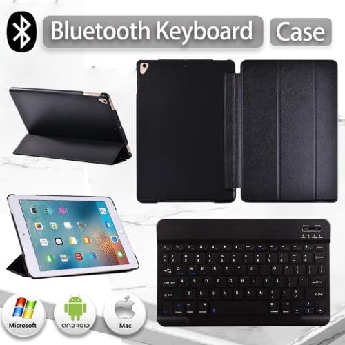 For Apple IPad (5th/6th Gen) Trifold Stand Cover Case for Pro 9.7"/Air/Air 2 Smart Wake Up Flip Tablet Case + Bluetooth Keyboard