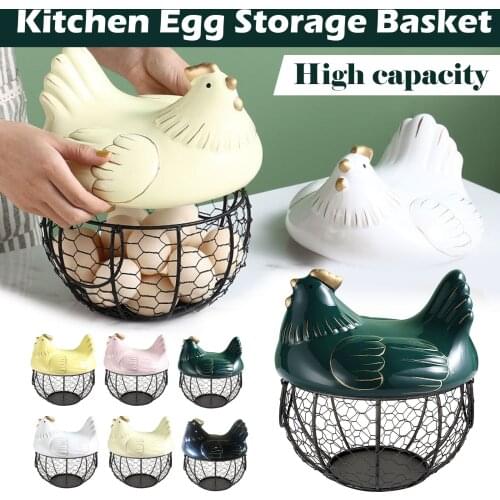 Eggs Holder Basket Organizer Storage Ceramic Fruit Container Kitchen Hen Decor Basket Chicken Shape Ceramic