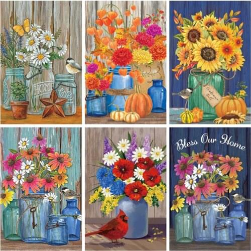 EverShine Diamond Painting Flowers Cross Stitch New Arrivals Diamond Mosaic Vase Picture Rhinestones Sale Handmade Hobby Gift