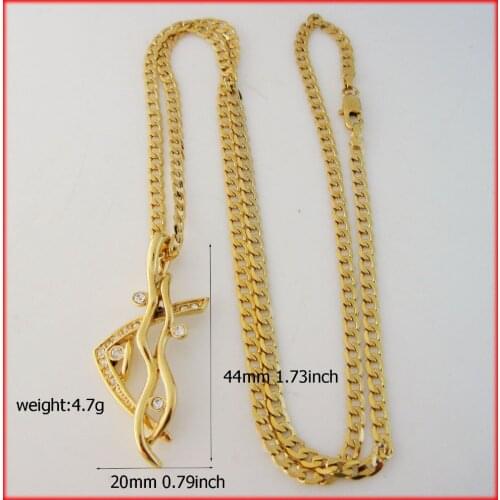 Foromance /YELLOW GOLD GP 24" CUBAN NECKLACE & VIVID FISH SHAPE CZ STONE PENDANT HANGS 44MM 1.73"