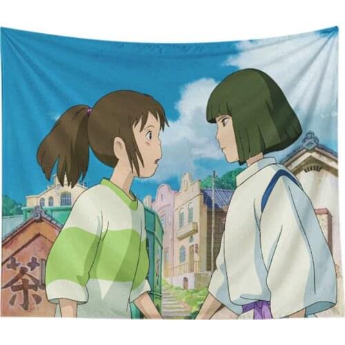 Cartoon Spirited Away Chihiro Tapestry Wall Hanging Decor Retro Printed Home Decor Hanging Living Printing Wall Tapestry