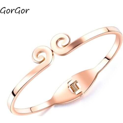 GorGor Women Spring Open Bracelets Simple Clouds Shape Design Titanium Steel Ladies Fashion Hand Accessories Bangle 956
