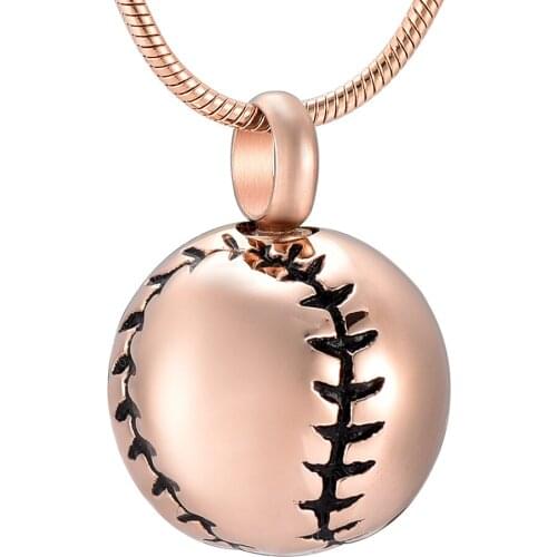 IJD9908 Mini Baseball Round Stainless Steel Cremation Pendant Memorial Jewelry Ashes Urn for Men/Women Keepsake Funeral Necklace