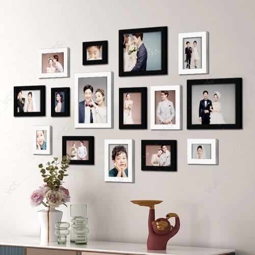 Combination Wood Picture Frames For Wall Hanging, Photo Frame Wall With Pictures Classic Wooden Frame For Home Decoration