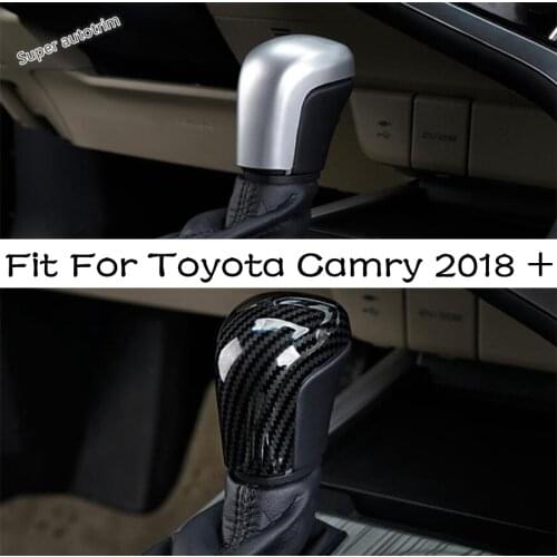 Lapetus Stalls Gearshift Transmission Shift Gear Knob Cover Trim ABS Fit For Toyota Camry 2018 - 2021 Matte Carbon Fiber Look