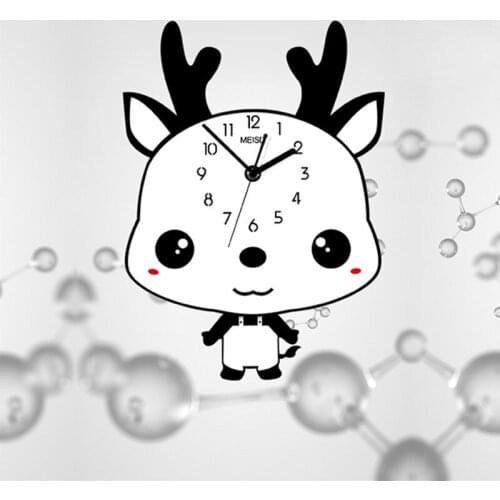Cute Cartoon Deer Wall Clock Creative Fashion Watch Living Room Bedroom Mute Household Clocks Wall Clock Modern Design Acrylic