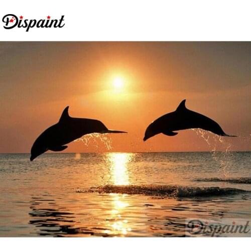 Dispaint Full Square/Round Drill 5D DIY Diamond Painting "Animal dolphin scenery" Embroidery Cross Stitch 5D Home Decor A11921