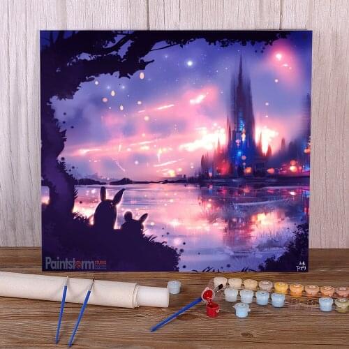 Scenery Night City DIY Paint By Numbers Complete Kit Oil Paints 40*50 Paiting By Numbers Decorative Paintings Handicraft