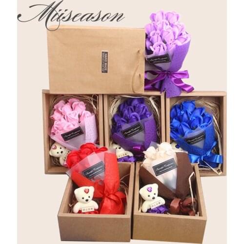 11pcs/box Handmade rose Soap Flowers set with Gift Box for Mothers/ Teachers Day Birthday Gift Valentines day Soap Flower