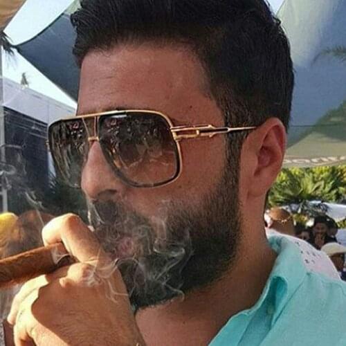 2020 New Couple Flat Top Luxury Driving Sunglasses 18K Gold Big Frame Square Women Sunglasses Shades Brad Pitt Men Sun Glasses