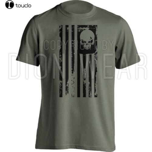 New American Flag Skull Pun isher Sniper Legend Military MenS T-Shirt Cotten Tee Shirt