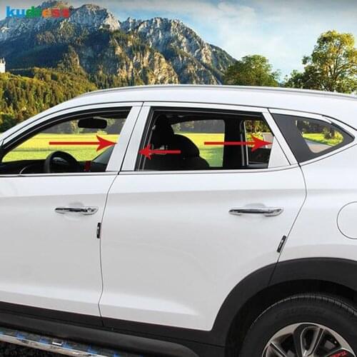 For Hyundai Tucson 2015 2016 2017 2018 Stainless Window Trims Center Pillars B + C Post Window Moulding Auto Accessories 6pcs