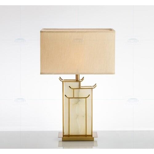 Postmodern marble bedroom table lamp simple American fabric creative fashion study living room bedside lamps